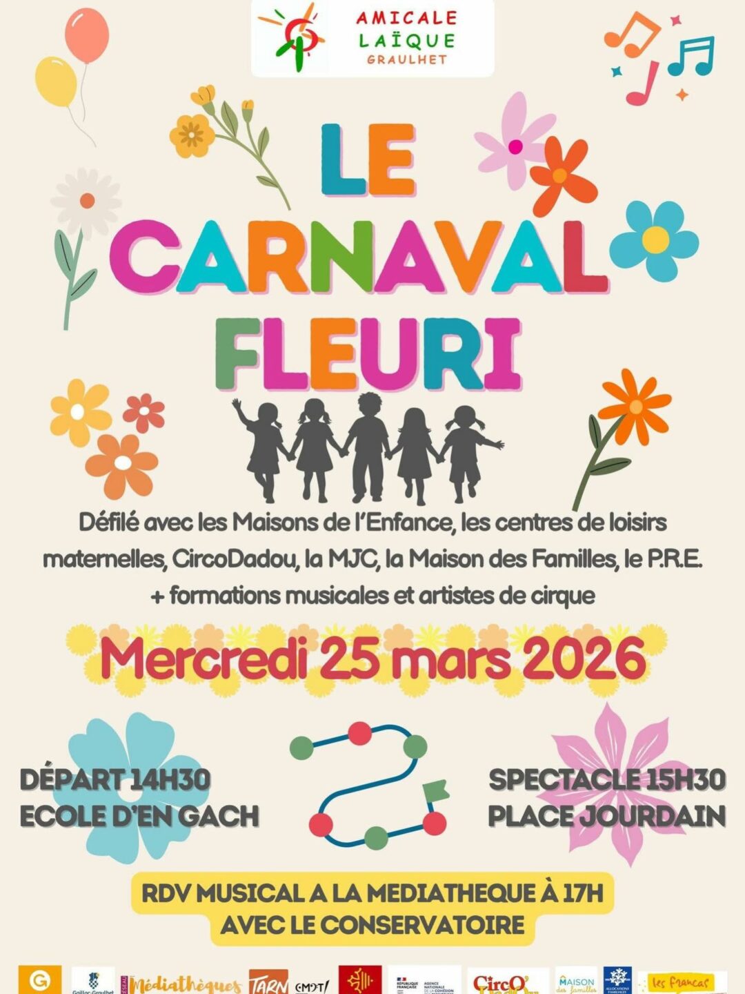 On se retrouve mercredi 25 mars à 14h30 pour le carnaval de Graulhet Grand…