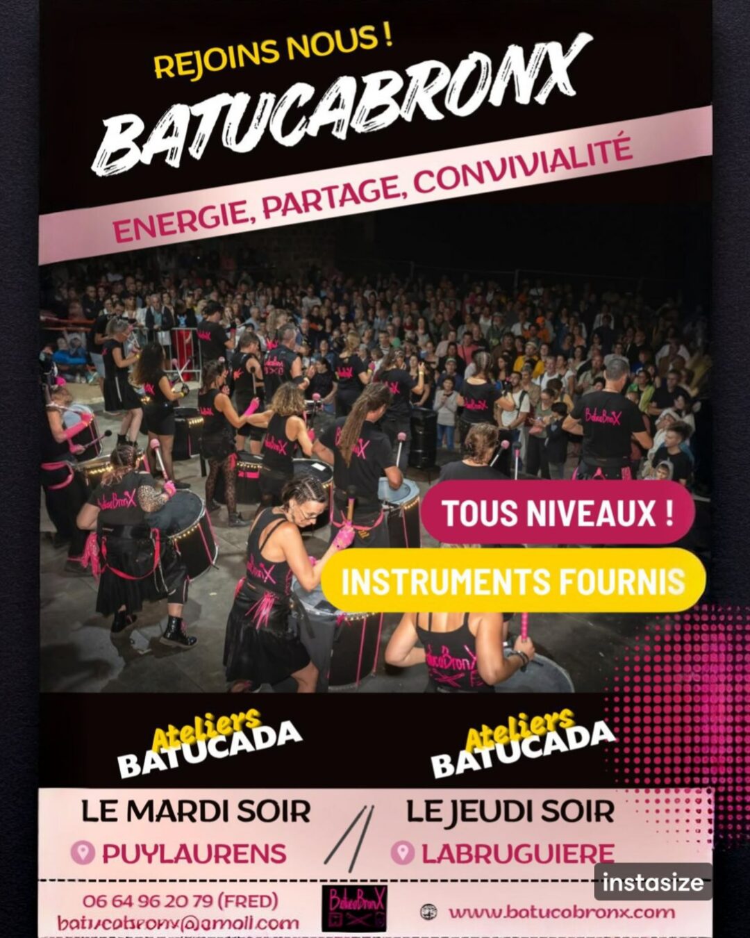 Envie d essayer la batucada ? Alors rejoins BatucaBronX. Tu trouveras : 🔥 du…